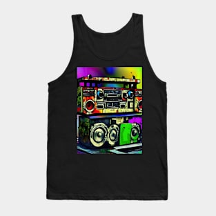 Boom Box Psychedelic Trippy Hip Hop Vibrant Gift Rap Radio Tank Top